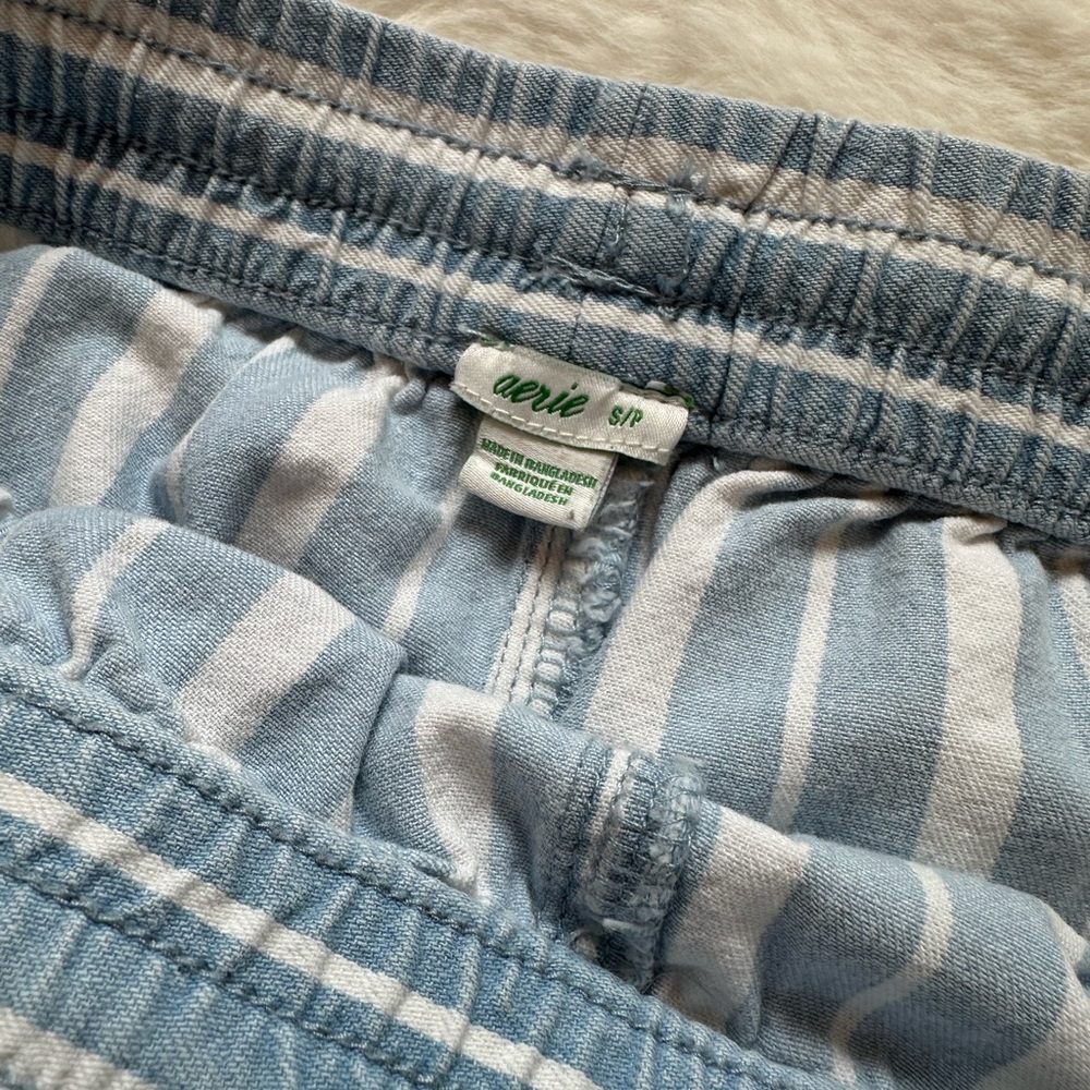 Aerie Blue and White Striped Cotton Shorts - Picture 3 of 6